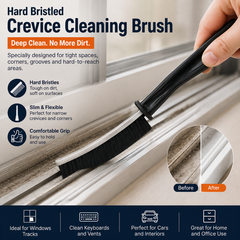 Hard-bristled crevice cleaning brush for deep cleaning narrow gaps and corners